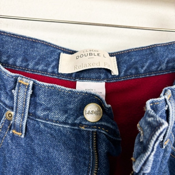 Vintage L.L. Bean Women's Red Fleece Lined Denim High Rise Jeans Sz 12 - Picture 10 of 10